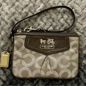 Coach Grey/Silver Wristlet Bag.